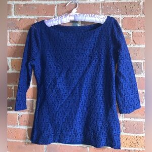 Banana Republic Blue Lace like boat neck blouse -Size 4